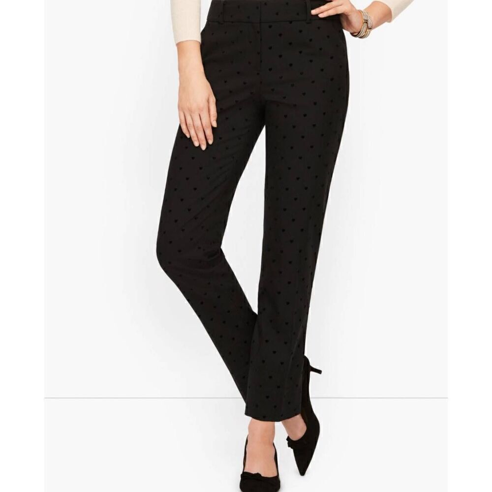 Talbots Womens Hampshire Black Heart Print Ankle Pants Size 12 - Picture 13 of 13